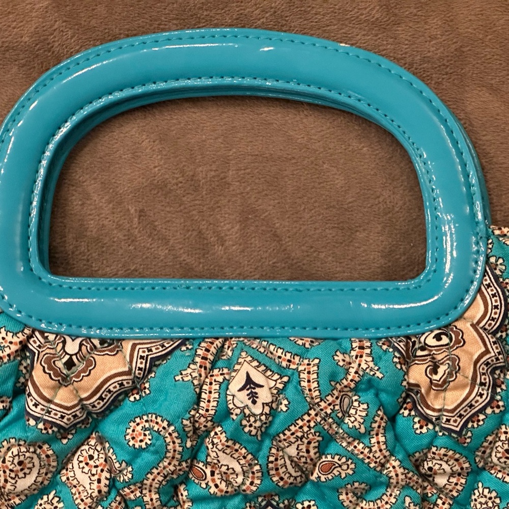 Vera Bradley Tote Satchel Bag Totally Turquoise Purse - Picture 3 of 4
